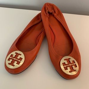 Orange leather Tory Burch flats - Size 10